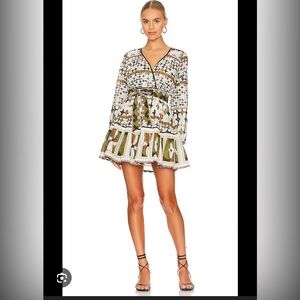 Cleobella Emory Belted Puff-Sleeve Mini Dress art deco- only worn once